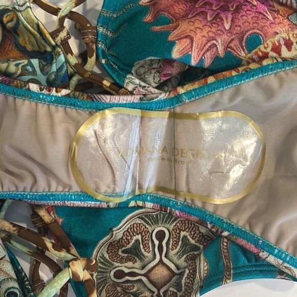 NWT ADRIANA DEGREAS Sea Biscuit High
Waisted Bikini Green Small - Picture 7 of 9
